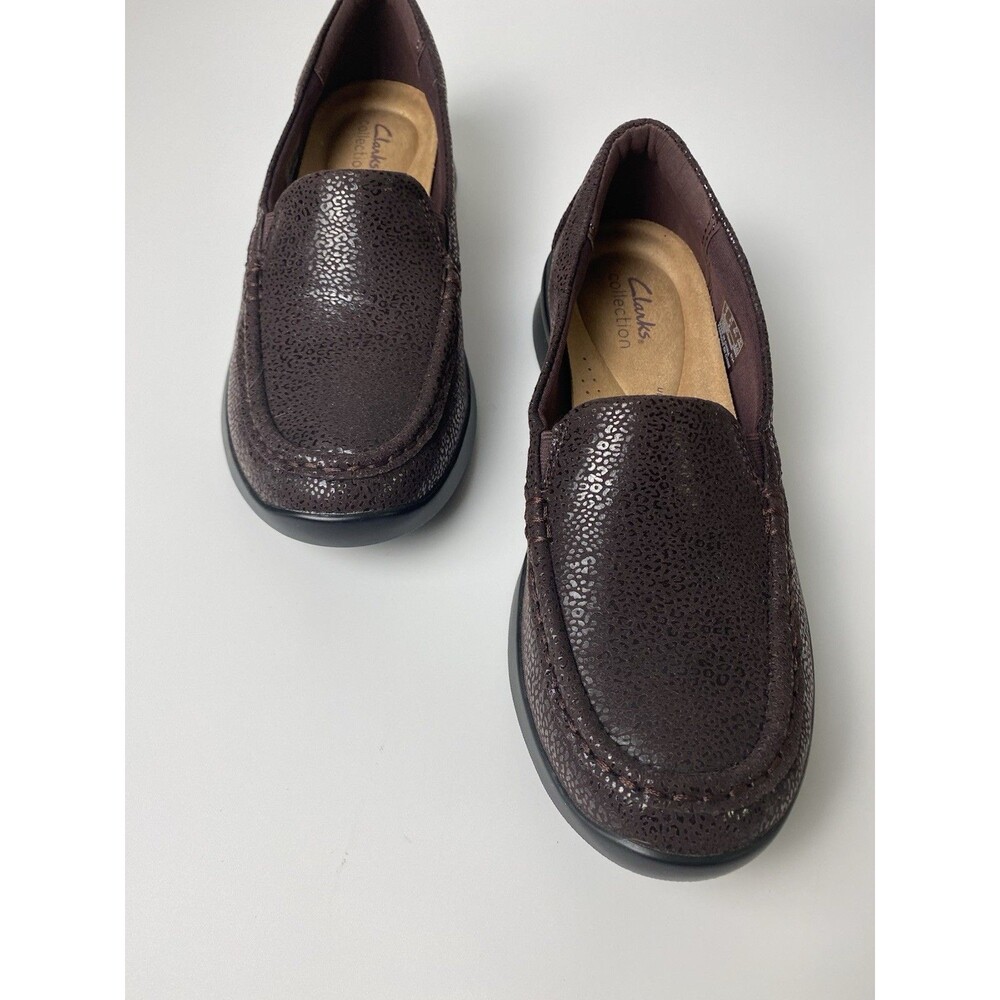 Clarks Women’s Slip On Leather Comfort Shoes 8.5 W Purple Wine Color